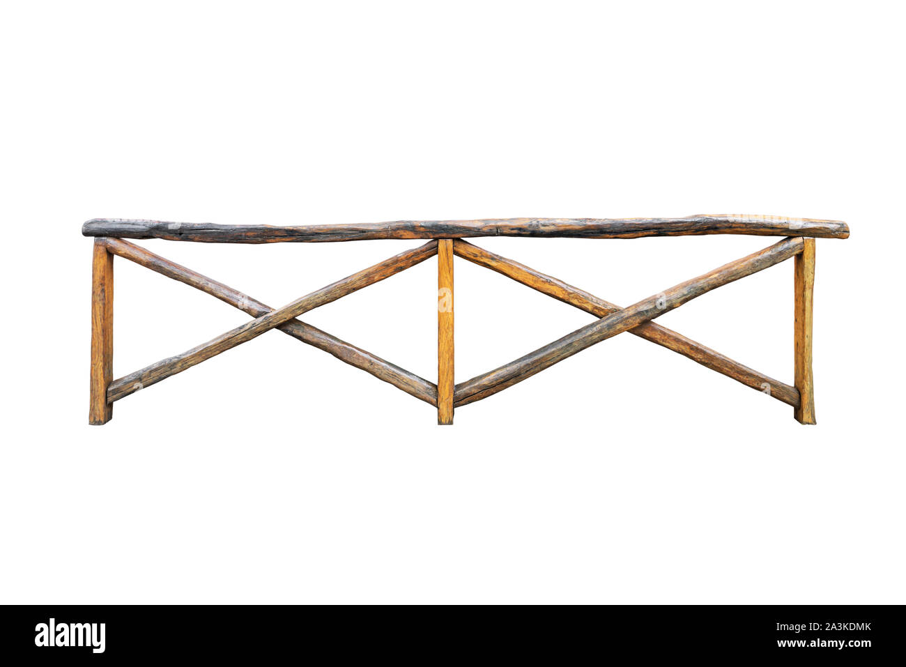 Fait main en bois rail isolé sur fond blanc Banque D'Images