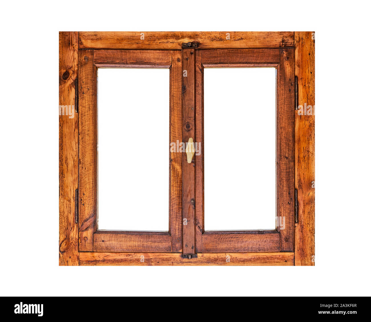 Châssis de fenêtre en bois isolé sur fond blanc Banque D'Images