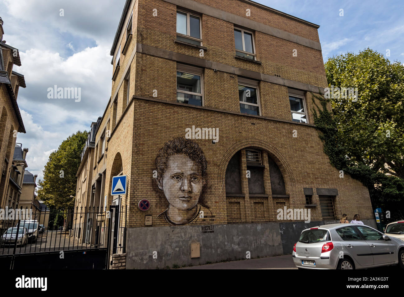 Le Musée Curie (Musée Curie) avec un graffiti de Marie Skłodowska Curie, Paris Banque D'Images