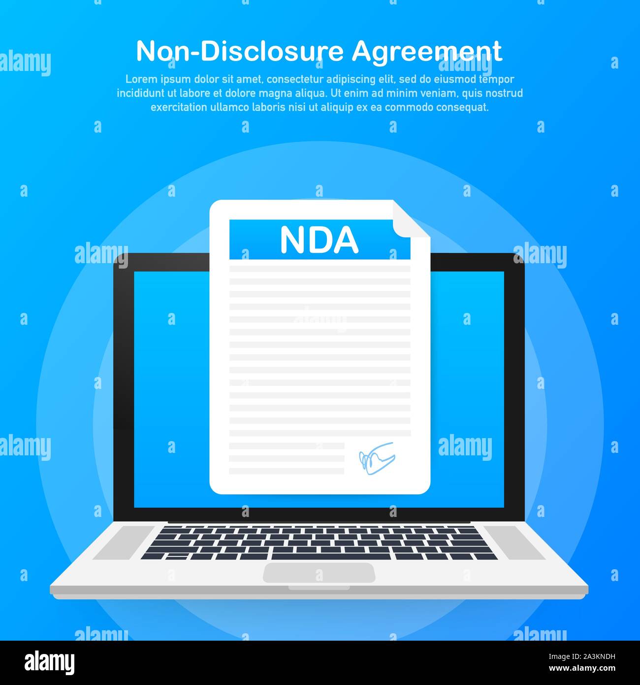 Signature de la LDN. Accord de non-divulgation du document. Vector illustration. Illustration de Vecteur