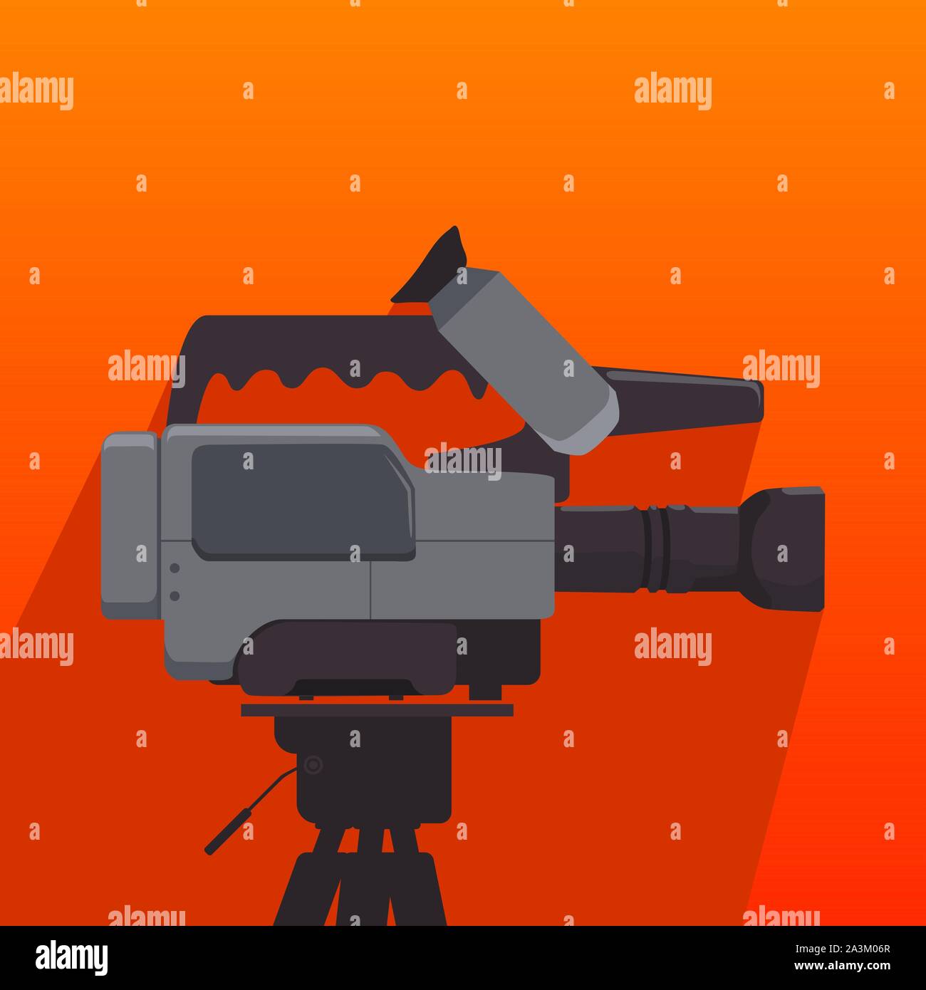 Film film professionnel pour appareil photo numérique enregistreur vidéo production cinéma télévision sur trépied, l'icône de style long shadow Illustration de Vecteur
