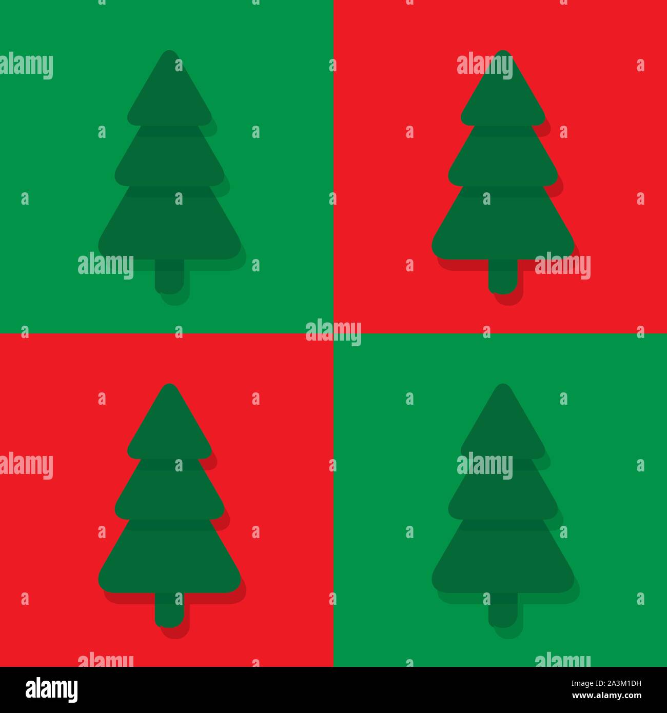 Télévision transparente motif de sapins de Noël sur fond vert et rouge Illustration de Vecteur