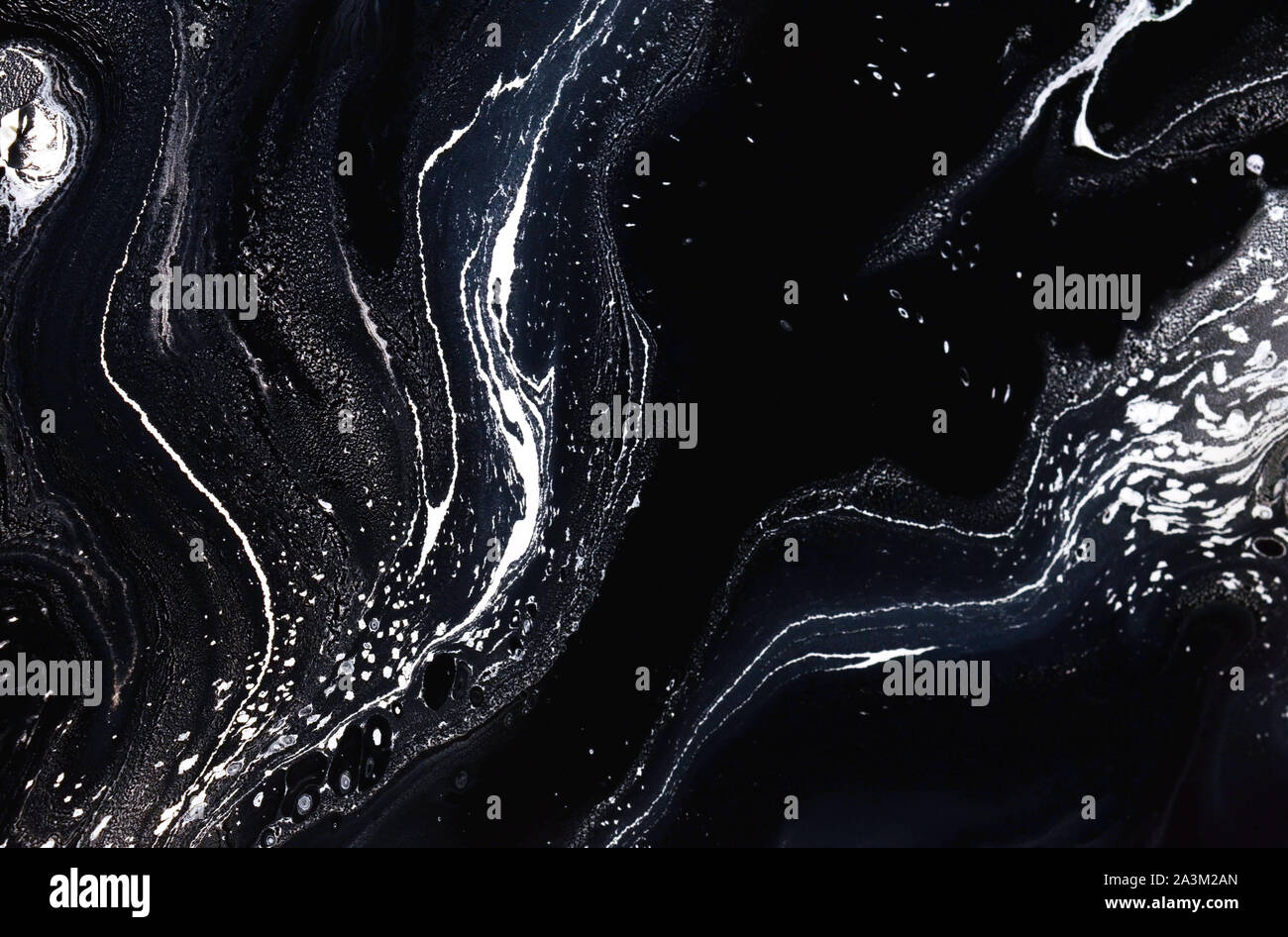 Texture liquide noir et blanc. Le persillage dessinés à la main, l'illustration. Abstract vector background. En monochrome. Banque D'Images