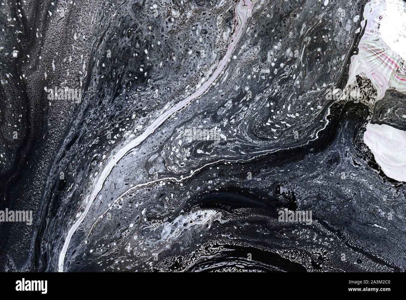 Texture liquide noir et blanc. Le persillage dessinés à la main, l'illustration. Abstract vector background. En monochrome. Banque D'Images