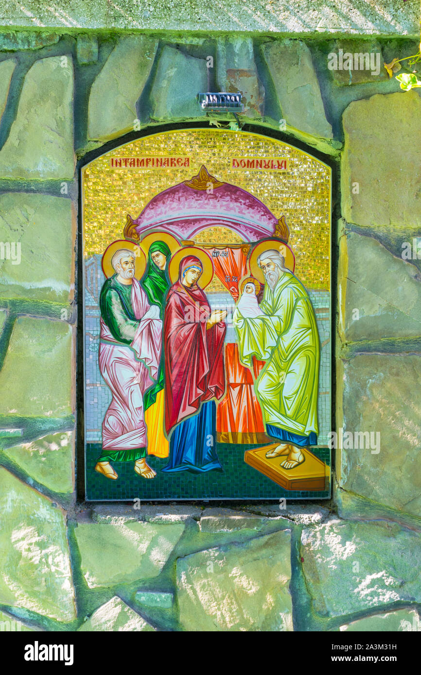 Crasna, Prahova, Roumanie - 21 juillet 2019 : Une belle icône à Crasna monastère près de Campina, Prahova. Banque D'Images