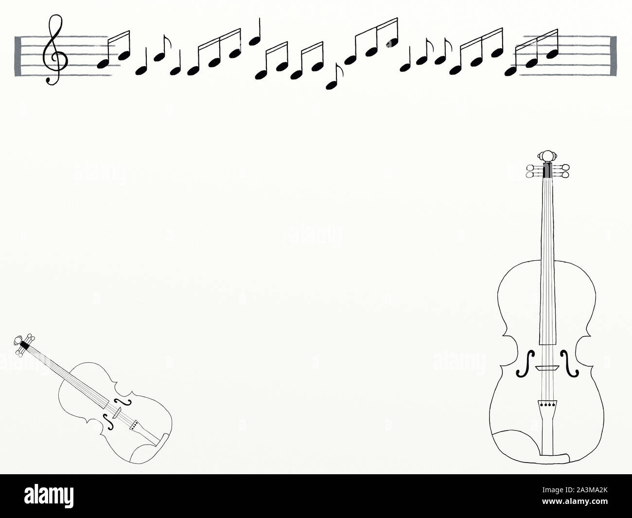 Violons sur fond blanc Banque D'Images