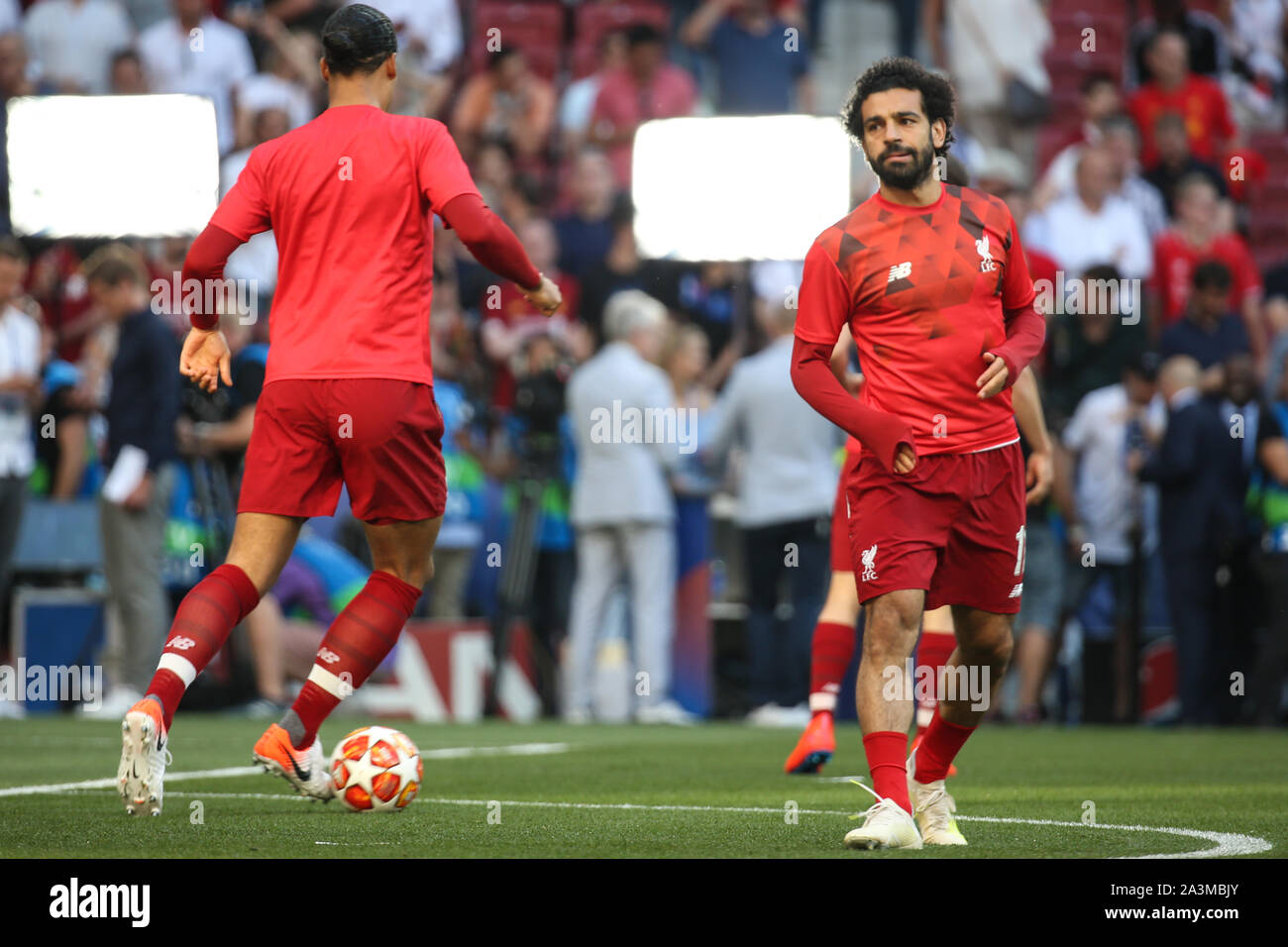 MADRID, ESPAGNE - 01 juin 2019 : Mohamed Salah en photo lors de la finale de la finale de la Ligue des Champions 2019-2020. Banque D'Images