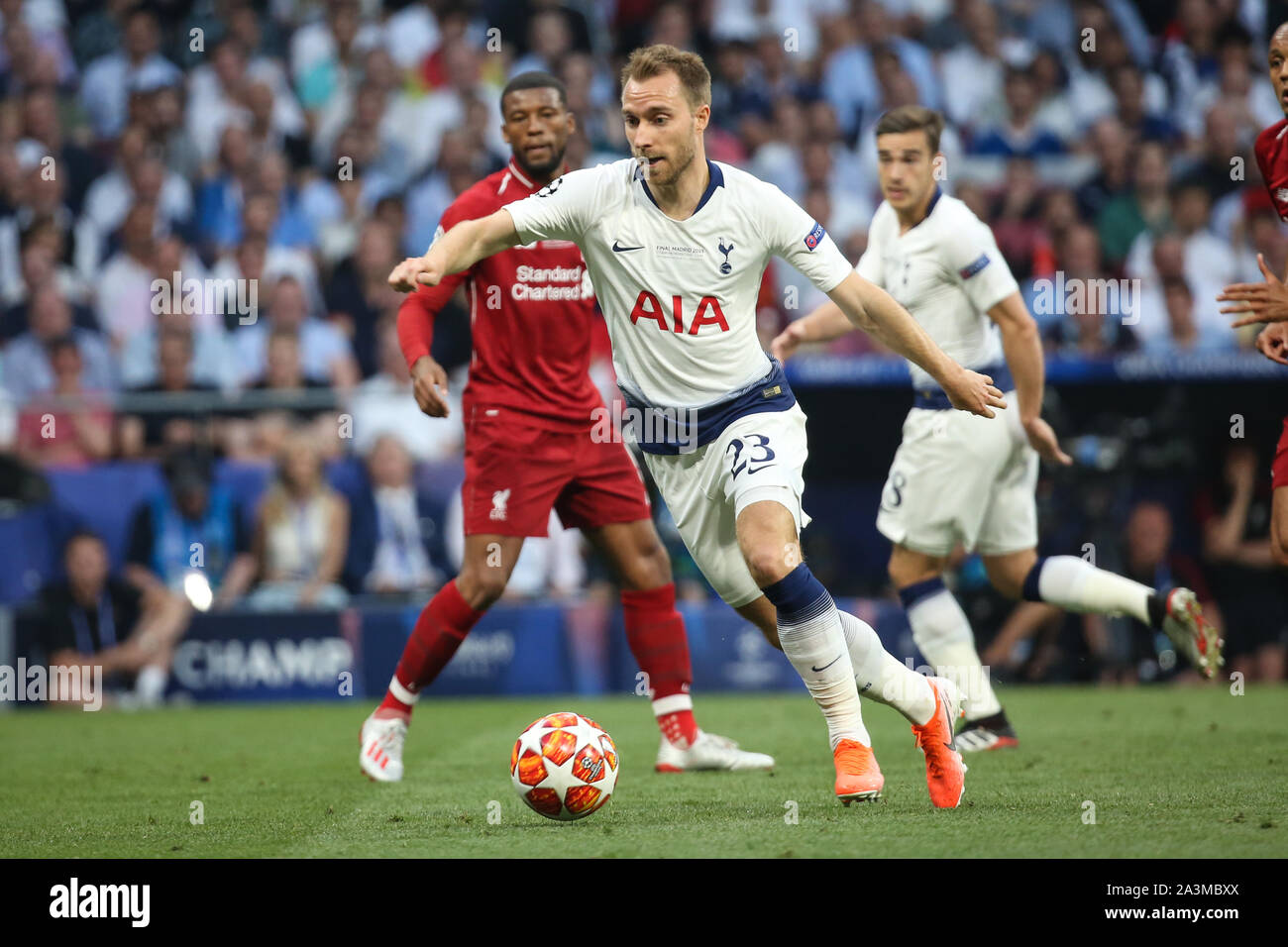 MADRID, ESPAGNE - 01 juin 2019 : Christian Eriksen (Tottenham) en photo lors de la finale de la finale de la Ligue des Champions 2019-2020. Banque D'Images