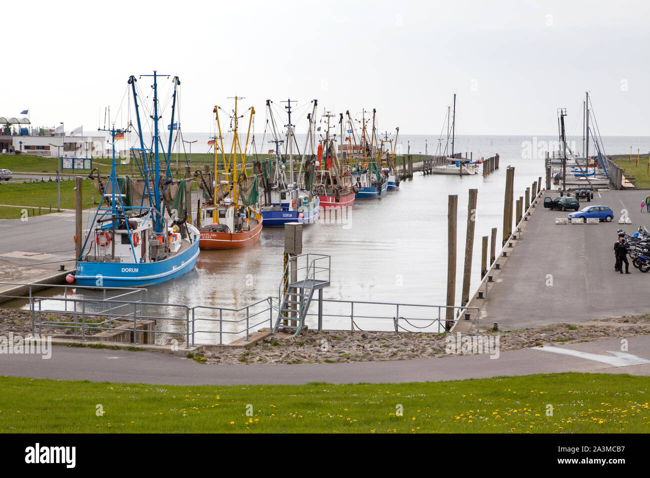 Port de pêche, Wremen, Basse-Saxe, Allemagne Banque D'Images