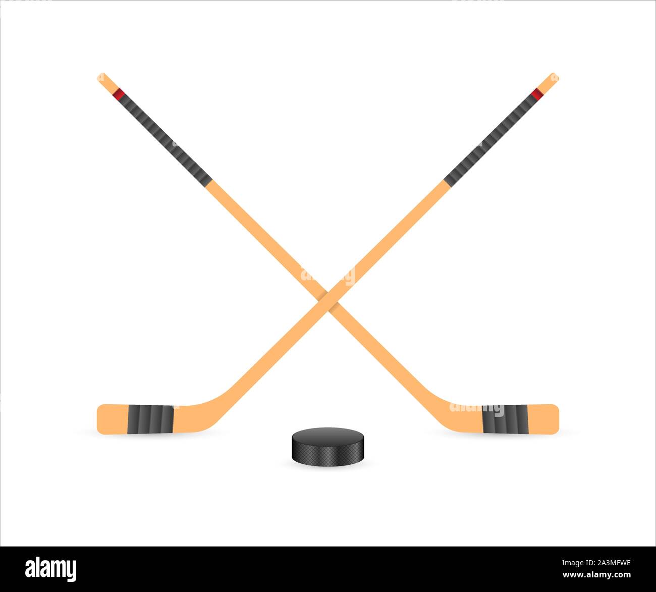 Rondelle de Hockey sur glace et de bâtons. Symbole du sport. Vector illustration isolé sur fond blanc Illustration de Vecteur