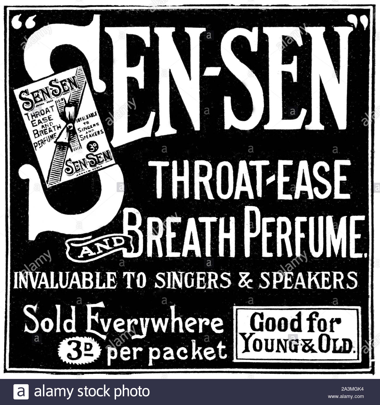 L'ère victorienne, Sen-Sen Gorge facilité et le Souffle de parfum, de la publicité à partir de 1899 vintage Banque D'Images