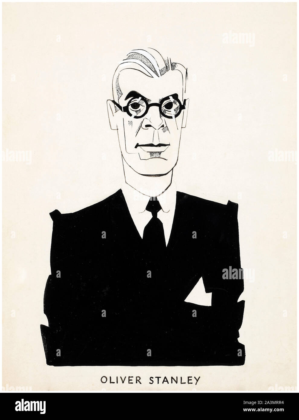 British, WW2, illustrations, caricatures, Oliver Stanley, portrait dessin , 1939-1946 Banque D'Images