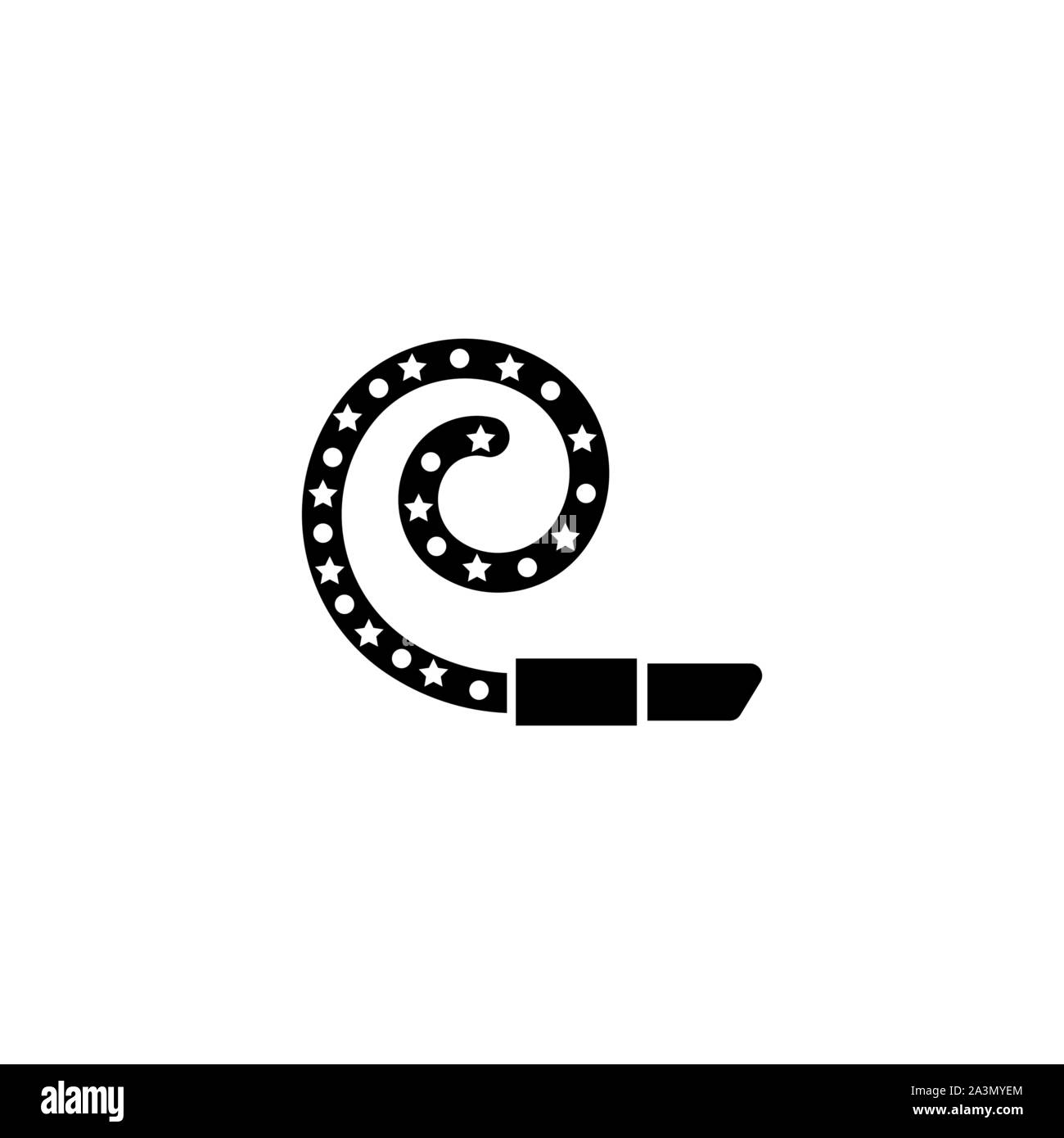 Partie Blowe, Brithhday sifflet. Icône vecteur illustration. Télévision Simple symbole noir sur fond blanc. Partie Blowe, Brithhday panneau de sifflet tem design Illustration de Vecteur