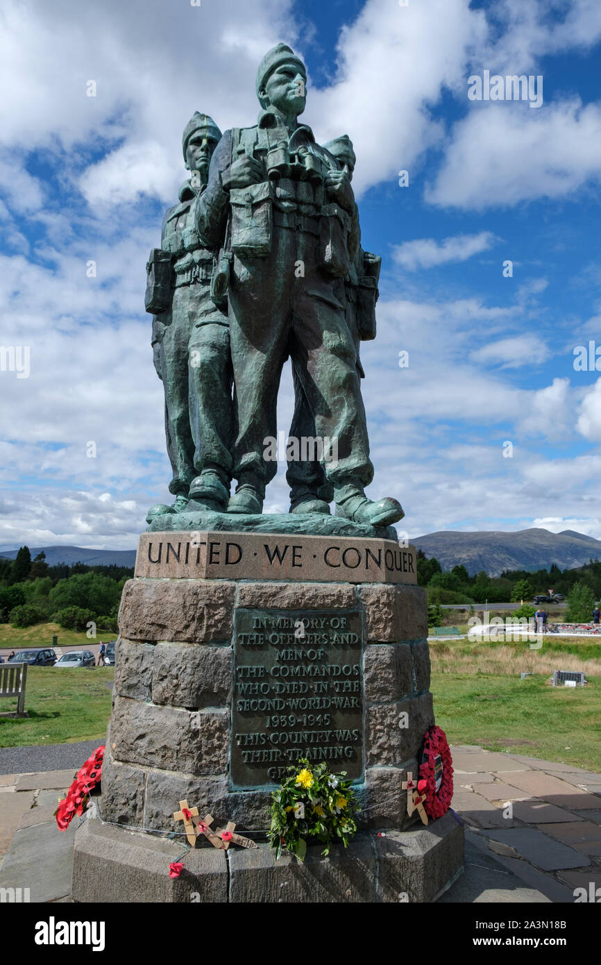 Mémorial Commando - catégorie classée monument historique à la British Commandos perdus dans la deuxième guerre mondiale, Spean Bridge Ecosse Highlands écossais Lochaber Banque D'Images