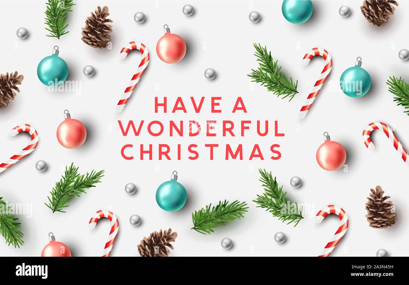 Joyeux noël composition avec éléments de fête sur un fond clair. Vector illustration. Illustration de Vecteur