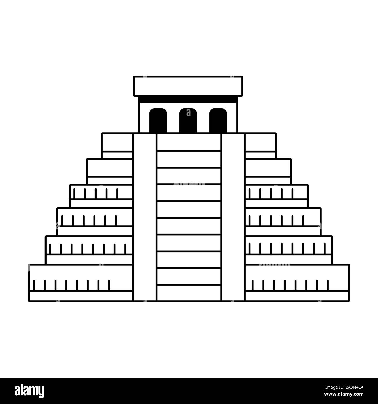World monuments emblématiques, l'icône de pyramide Maya Illustration de Vecteur