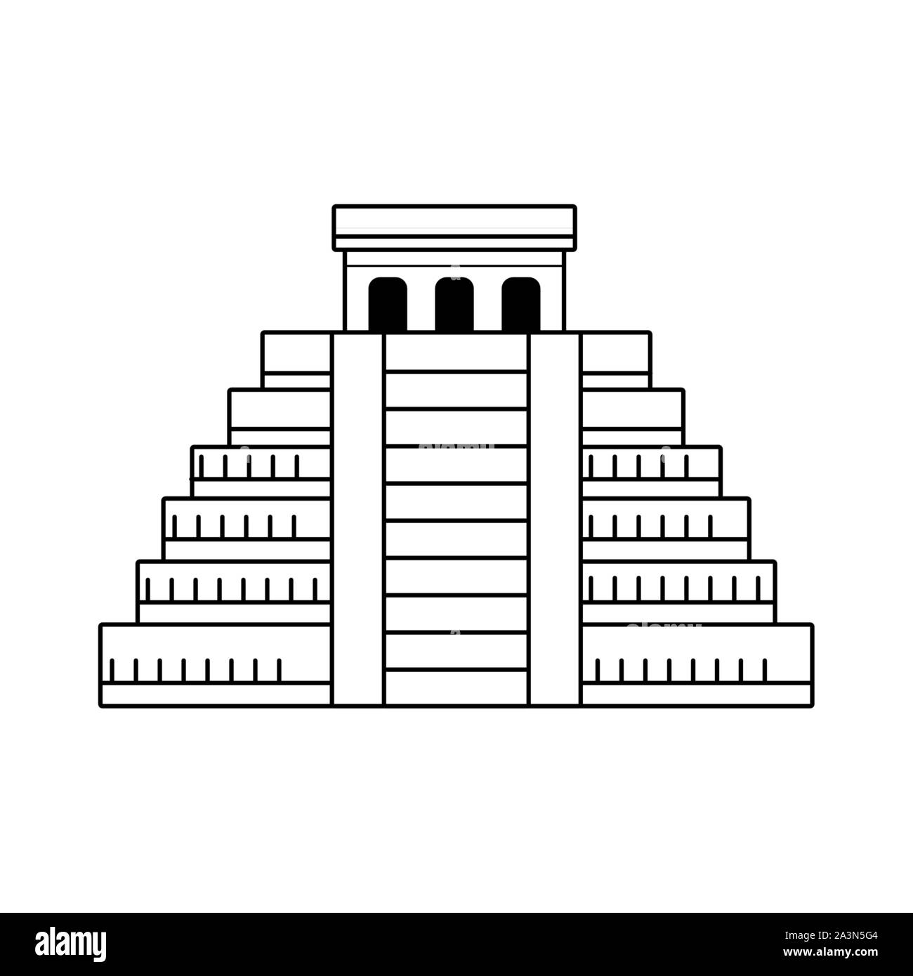 World monuments emblématiques, l'icône de pyramide Maya Illustration de Vecteur