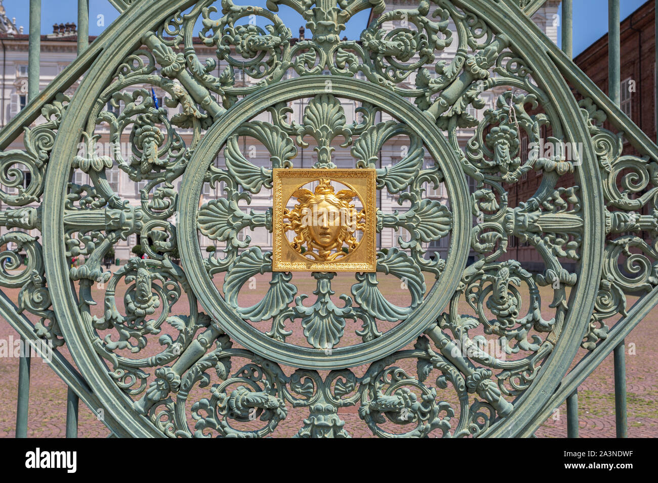 Clôture d'informations sur Palais Royal de Turin, Italie Banque D'Images