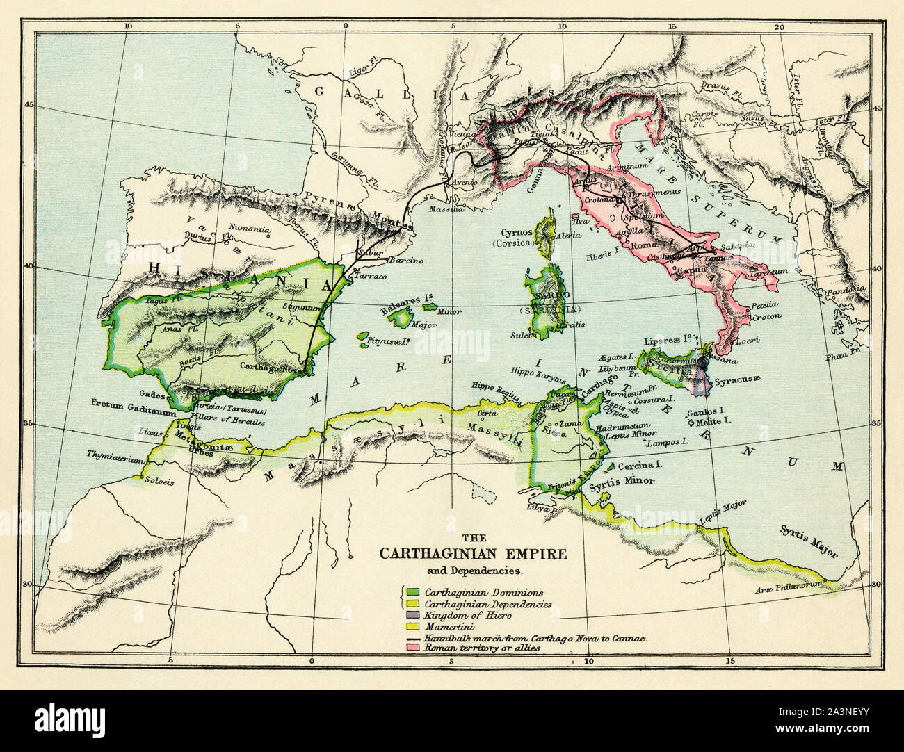 L'Empire Carthaginois, 3e siècle avant J.-C.. Lithographie couleur Banque D'Images