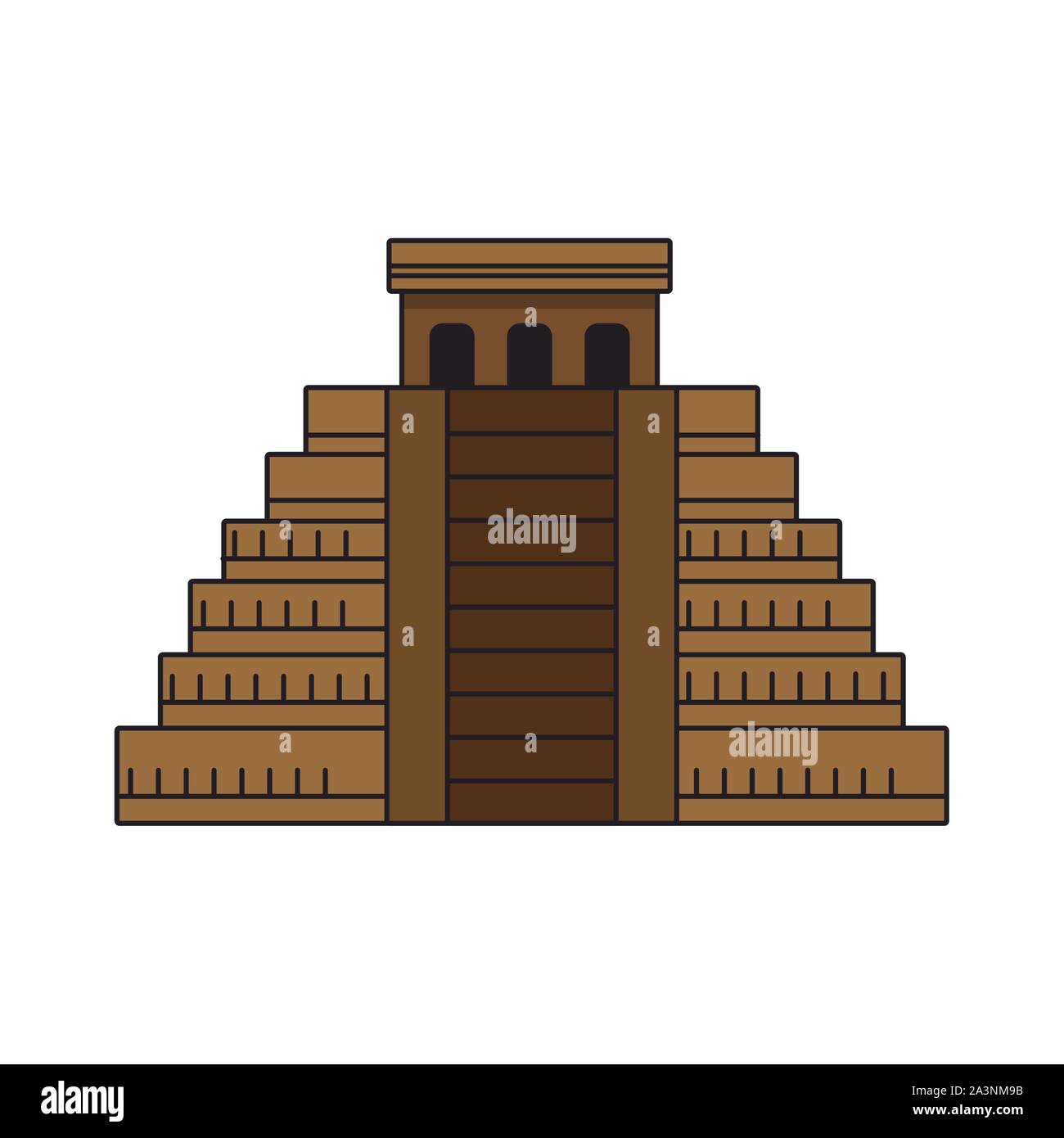 World monuments emblématiques, l'icône de pyramide Maya Illustration de Vecteur
