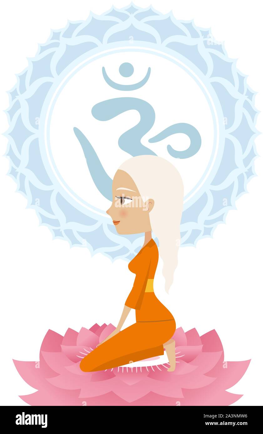 Méditation méditation yoga Asana Posture avec symbole Om Mandala vector illustration. Illustration de Vecteur