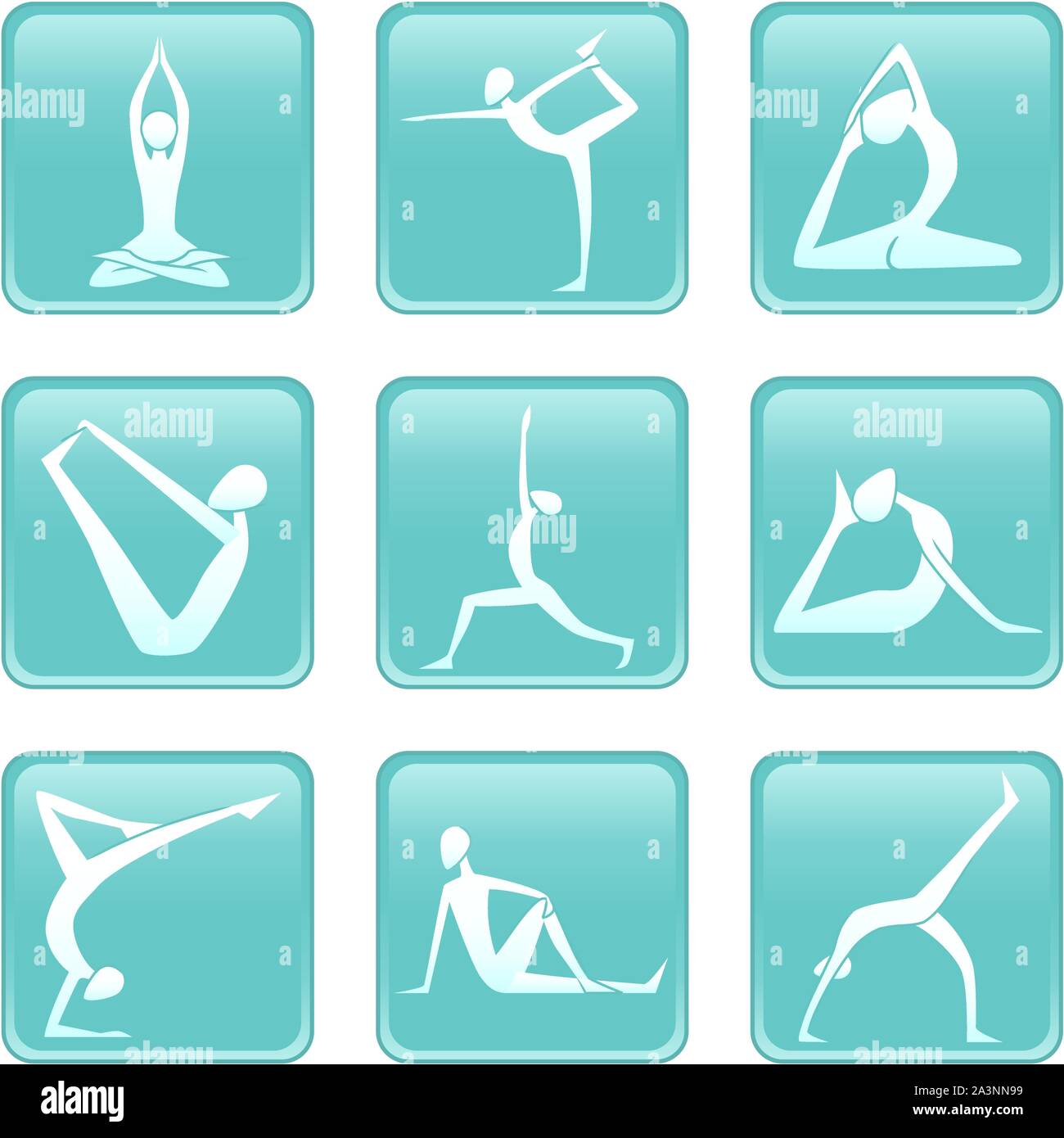 Des Asanas de Yoga Asana yoguic les icônes des postes Illustration de Vecteur