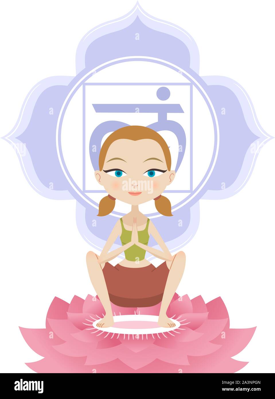 Ustrasana Asana Yoga Meditation sur Lotus avec symbole Mandala Om vector illustration. Illustration de Vecteur