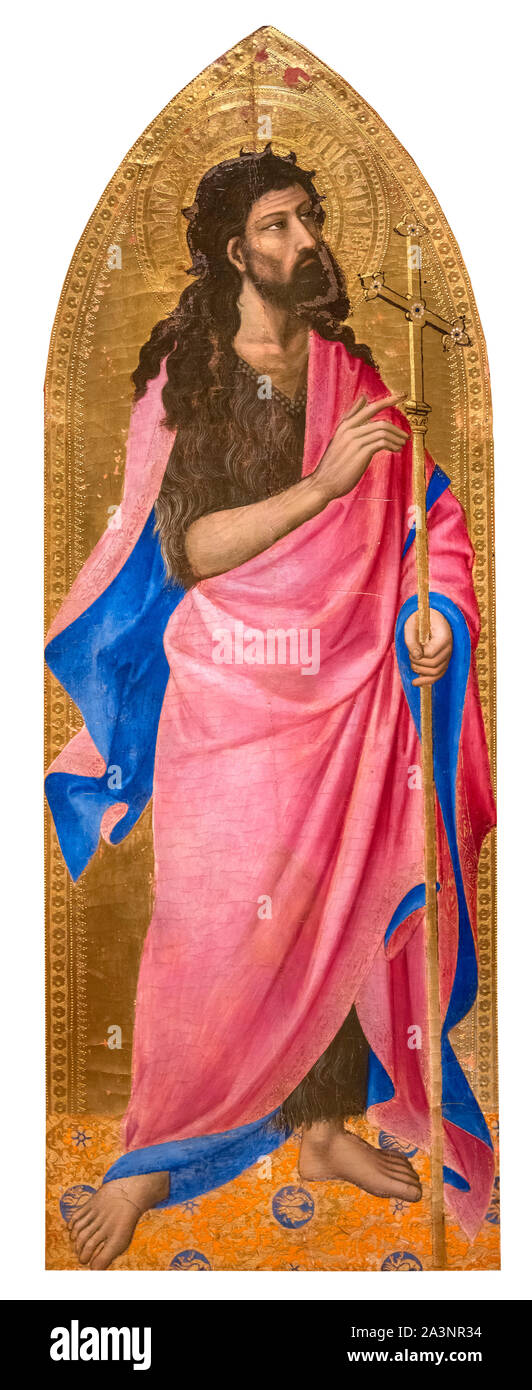 St Jean le Baptiste par Andrea di Cione Orcagna ( : 1315-1368), tempera sur panneau, 1355-60 Banque D'Images