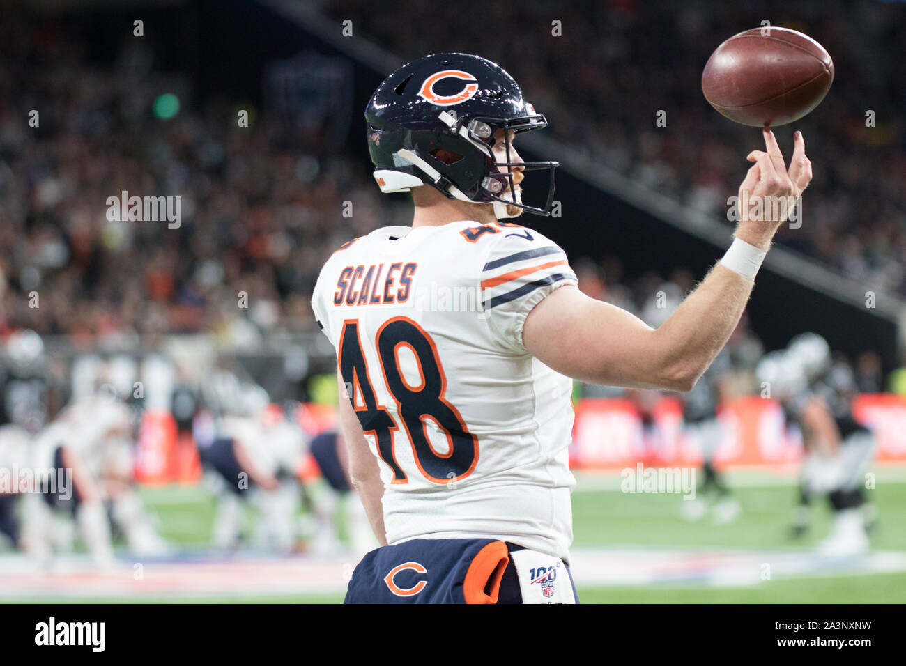 6 Oct, 2019 ; Londres, Royaume-Uni ; Oakland Raiders vs les ours de Chicago à Tottenham Hotpsur Stadium Chicago Bears Josh Simmons évoluait (48) Banque D'Images