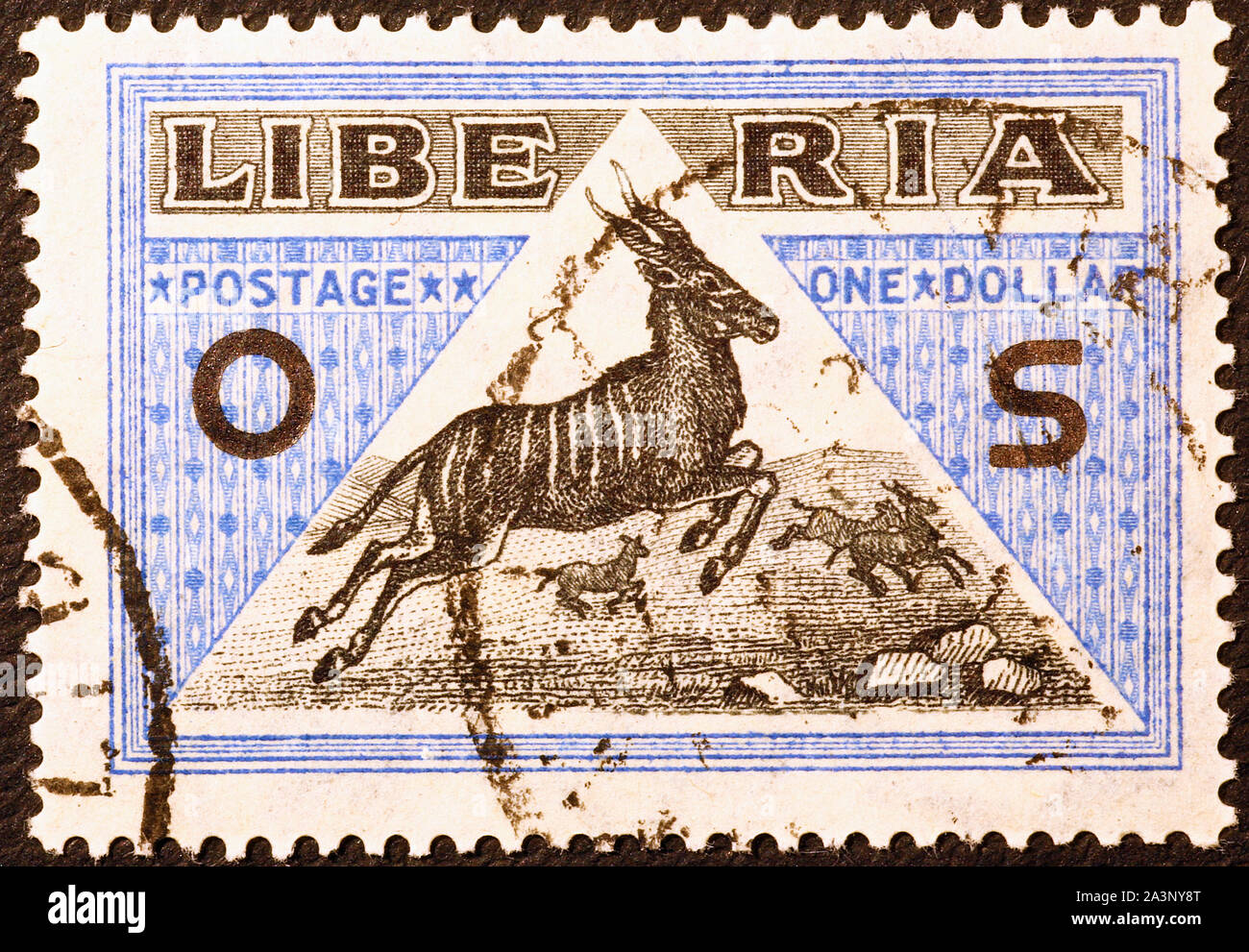 Antelope sur de très vieux timbres-poste du Libéria Banque D'Images
