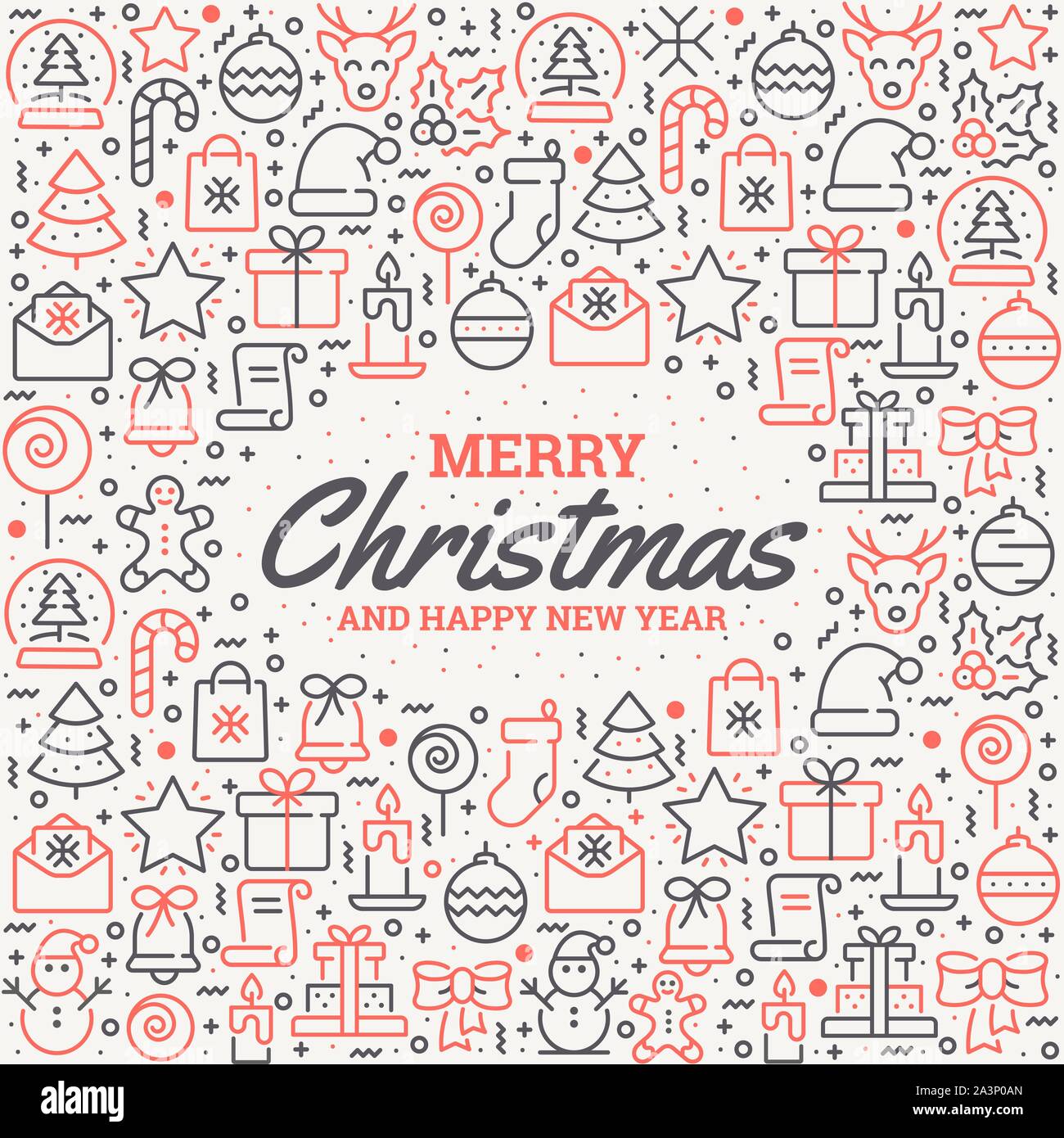 Bannière de Noël avec contours icons Illustration de Vecteur