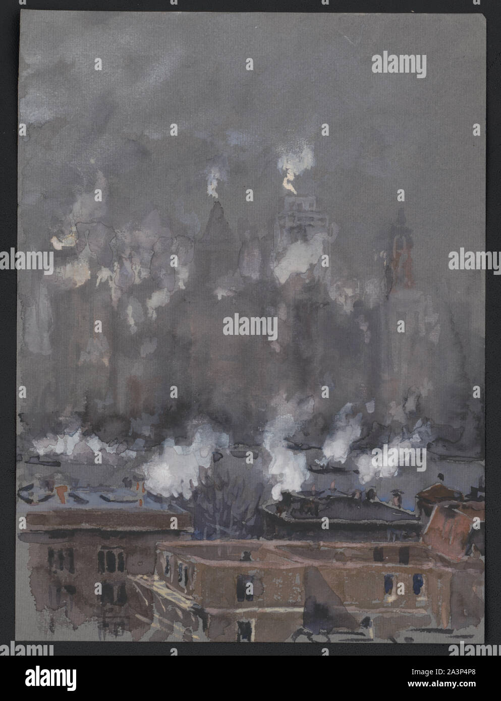 La fumée et le brouillard sur Jour gris, New York City Banque D'Images