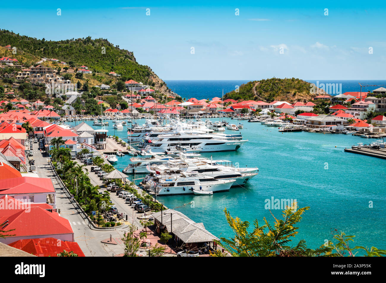 Aerial view marina harbor saint barthelemy Banque de photographies et d ...
