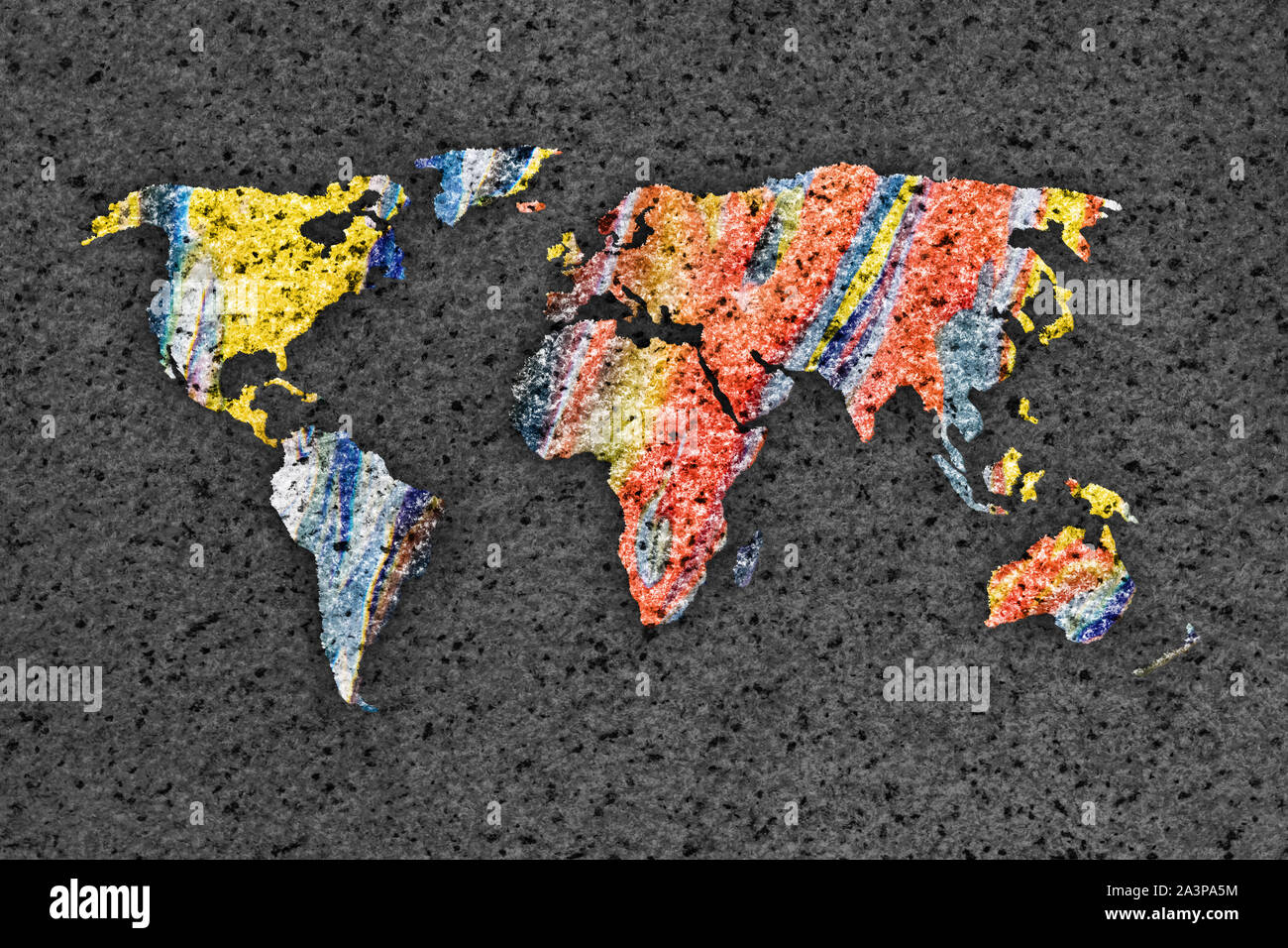 Carte du monde rayé sur le béton peint texture sombre, l'unité concept de  pièce Photo Stock - Alamy