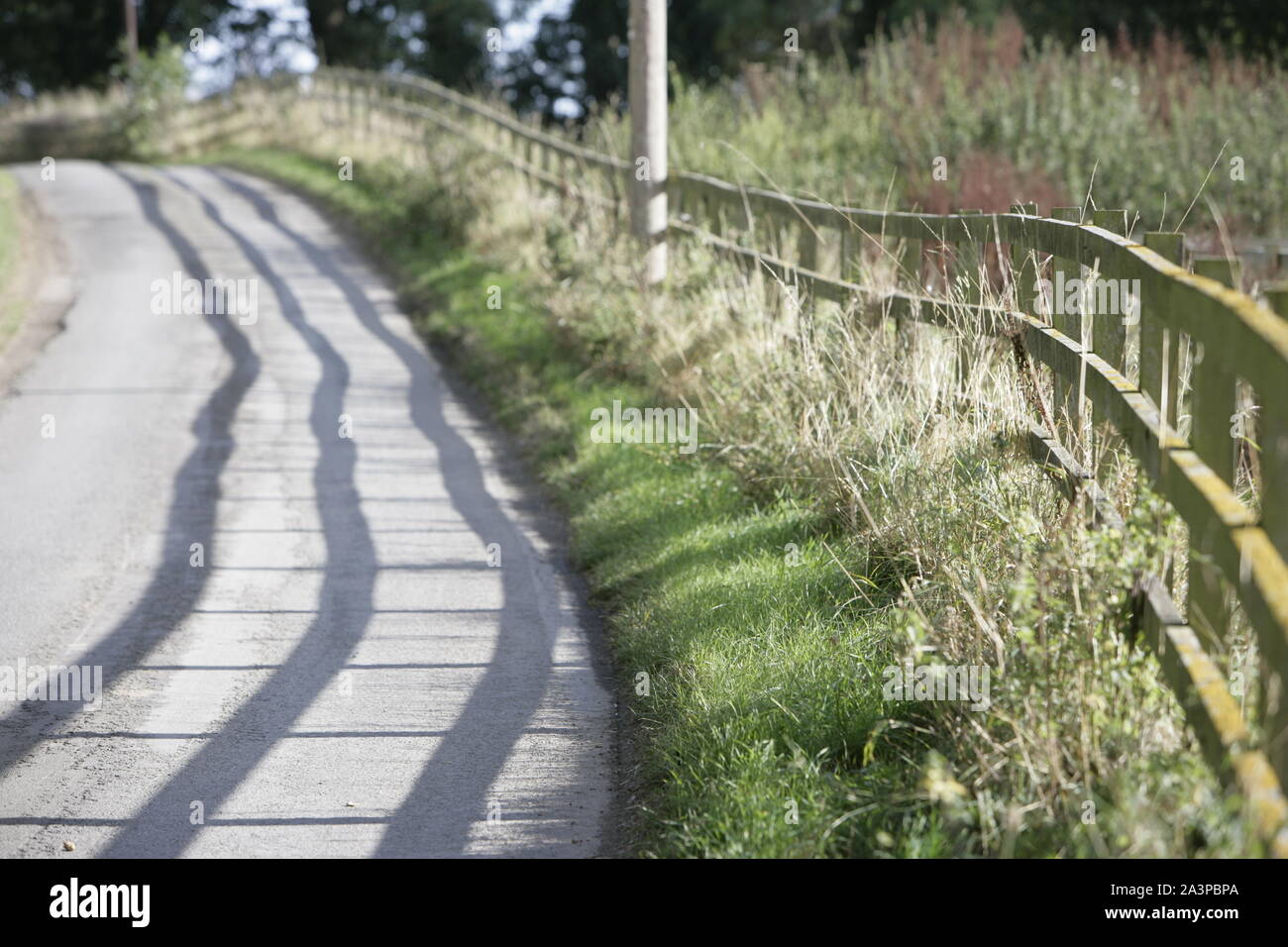 Routes de campagne étroites vieux avec du Stock Fencing Banque D'Images