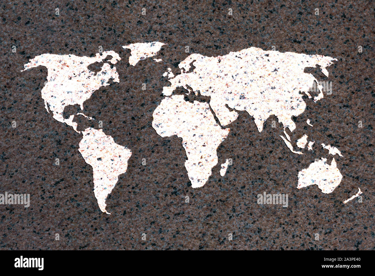 Carte du monde rayé sur le béton peint texture sombre, l'unité concept de pièce Banque D'Images