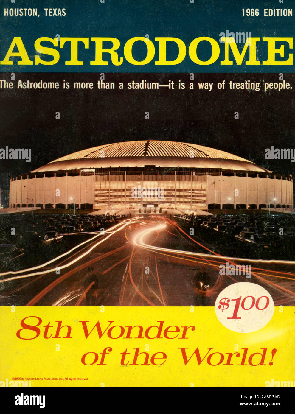 1966 Question de programme souvenir Présentation de l'Astrodome de Houston, Texas comme la 8ème merveille du monde. Banque D'Images