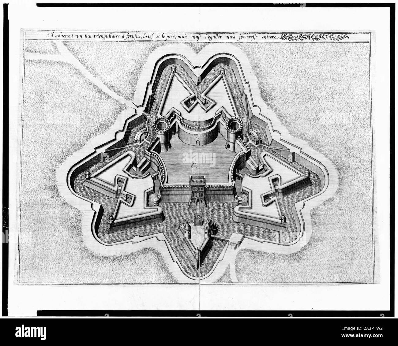 Fortess en forme d'étoiles entouré de douves remplies d'eau Banque D'Images Fortess en forme d'étoiles entouré de douves remplies d'eau Banque D'Images