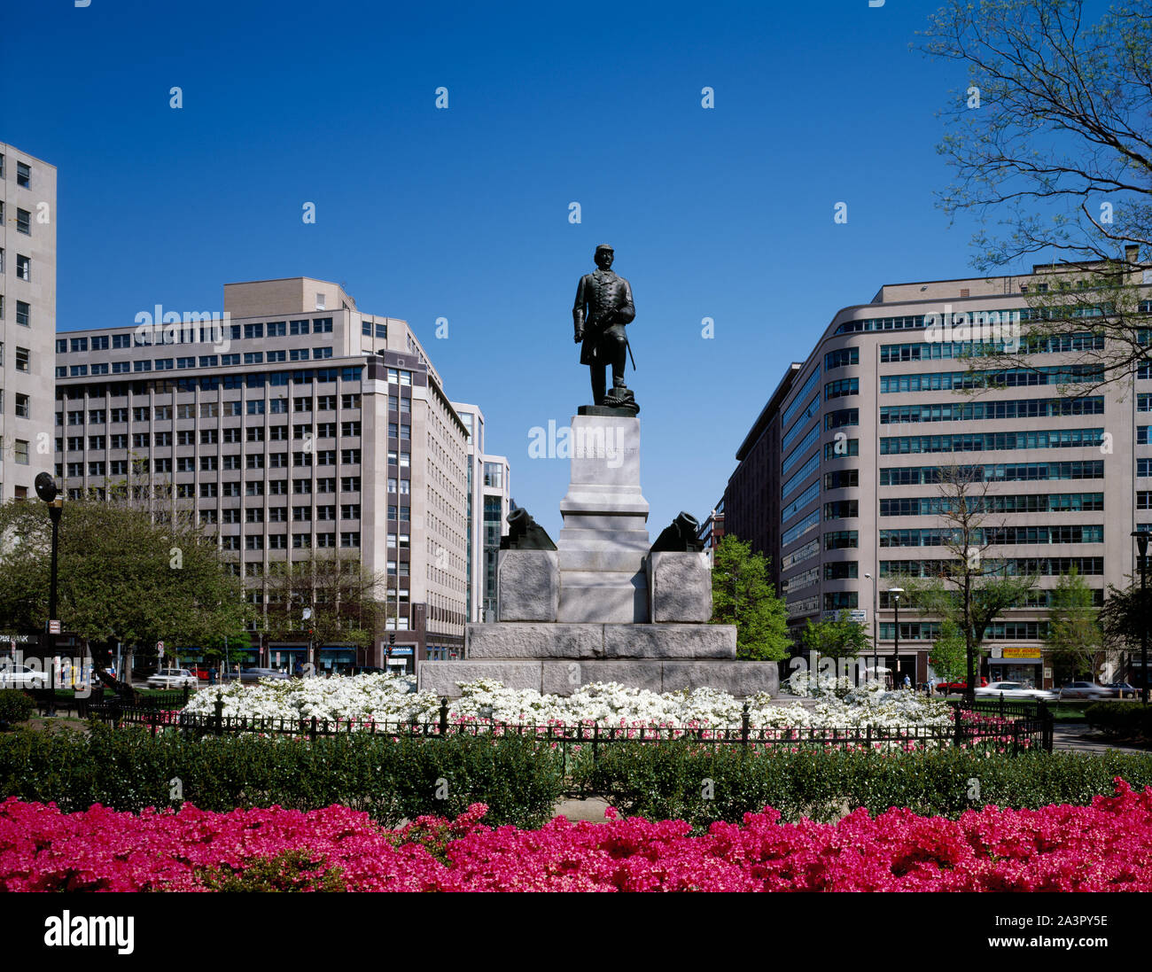 Statue de l'amiral David Farragut Union à Farragut Square, Washington, D.C. Banque D'Images