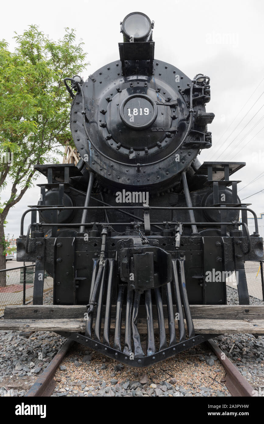 Locomotive à vapeur 1819, construit par la Baldwin Locomotive Works de Philadelphie. La locomotive, qui a servi la Santa Fe Railroad jusqu'en 1953, se trouve à l'extérieur du centre d'accueil à Lamar, le siège du comté de Prowers Comté (Colorado) Banque D'Images