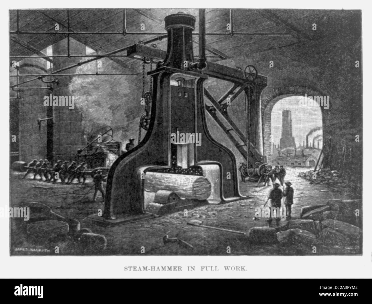 Marteau à vapeur en plein travail Banque D'Images