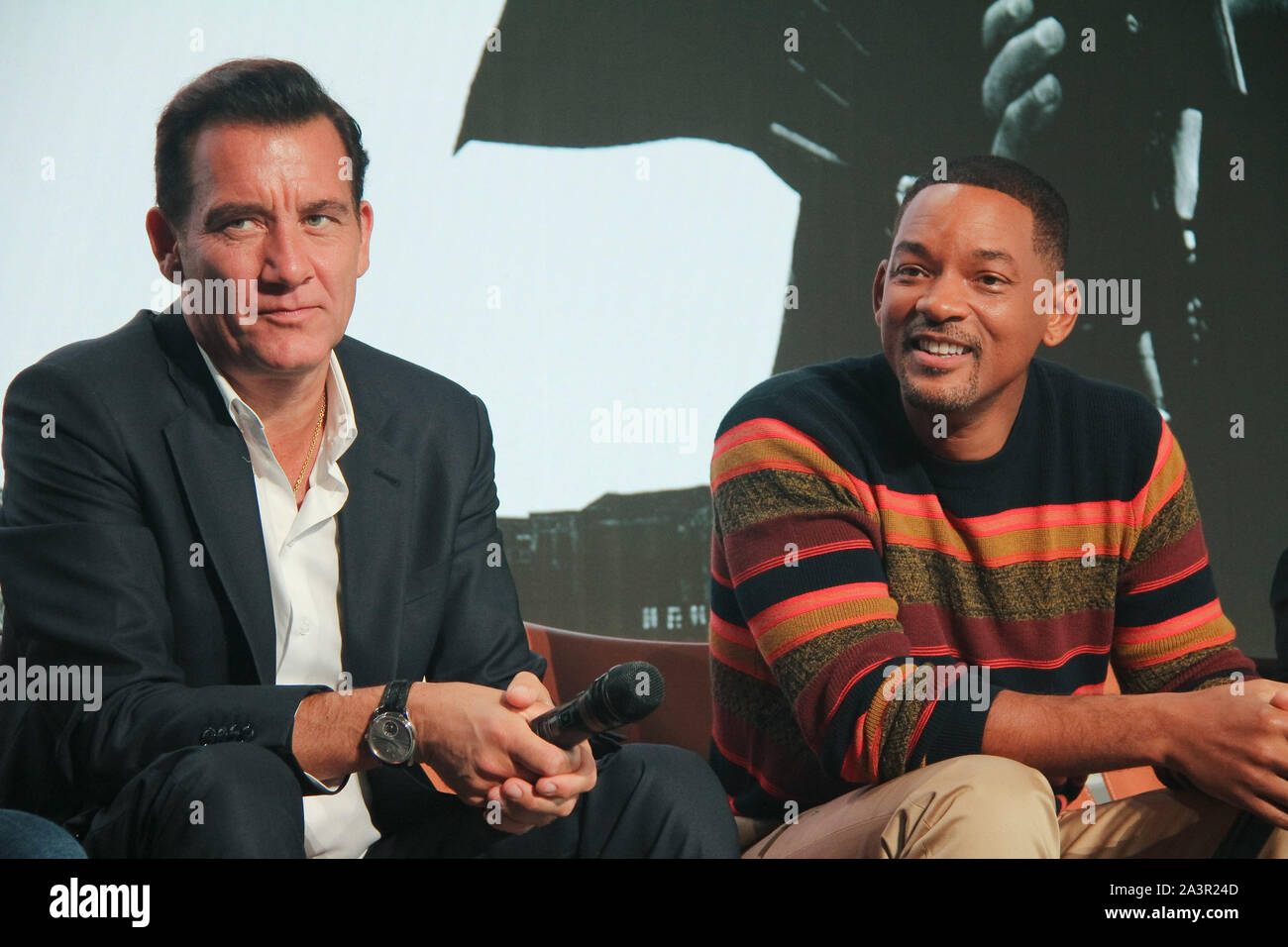 Clive Owen, Will Smith 10/04/2019 'Gemini Man' conférence de presse tenue à l'espace YouTube à Los Angeles, CA. Photo par I. Hasegawa / HNW/ PictureLux Banque D'Images