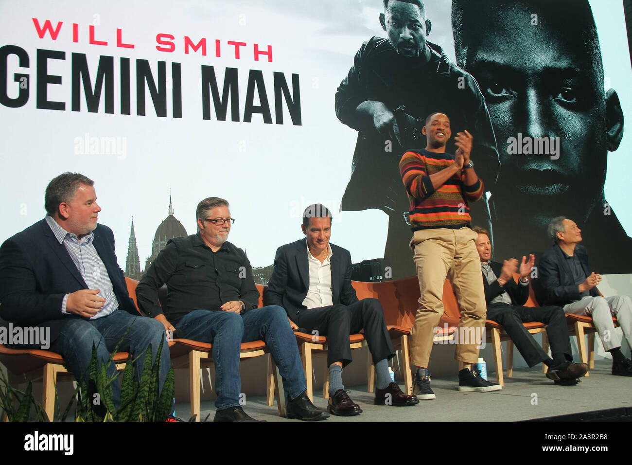 Guy Williams, Bill Westenhofer, Clive Owen, Will Smith, Jerry Bruckheimer, Ang Lee 10/04/2019 'Gemini Man' conférence de presse tenue à l'espace YouTube à Los Angeles, CA. Photo par I. Hasegawa / HNW/ PictureLux Banque D'Images