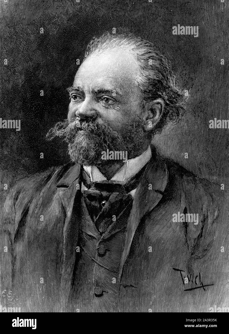 Portrait gravé d'Antonín Leopold Dvořák (8 septembre 1841 - 1 mai 1904) un compositeur tchèque, l'un des premiers à obtenir une reconnaissance mondiale Banque D'Images