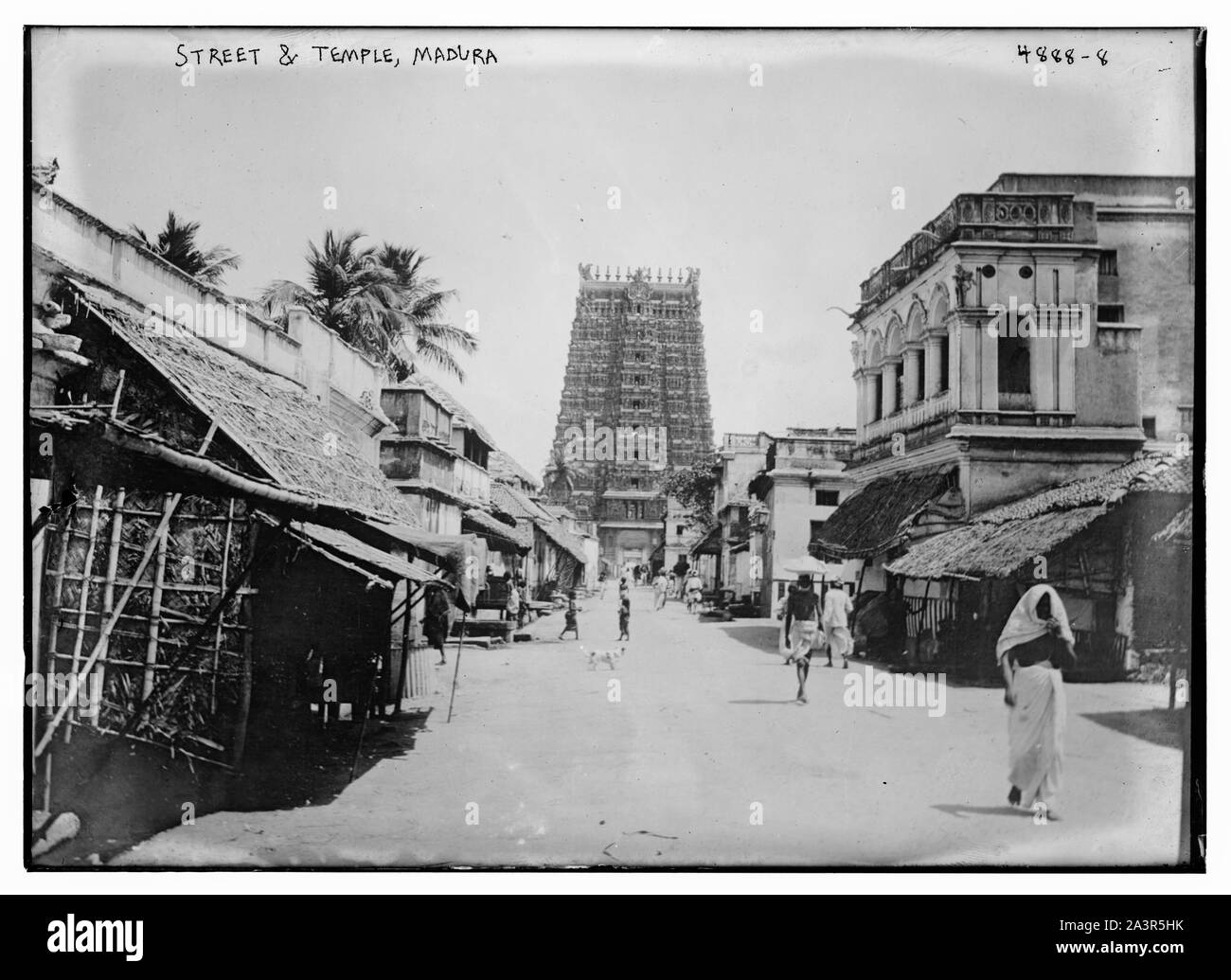 Street et Temple, Madura Banque D'Images