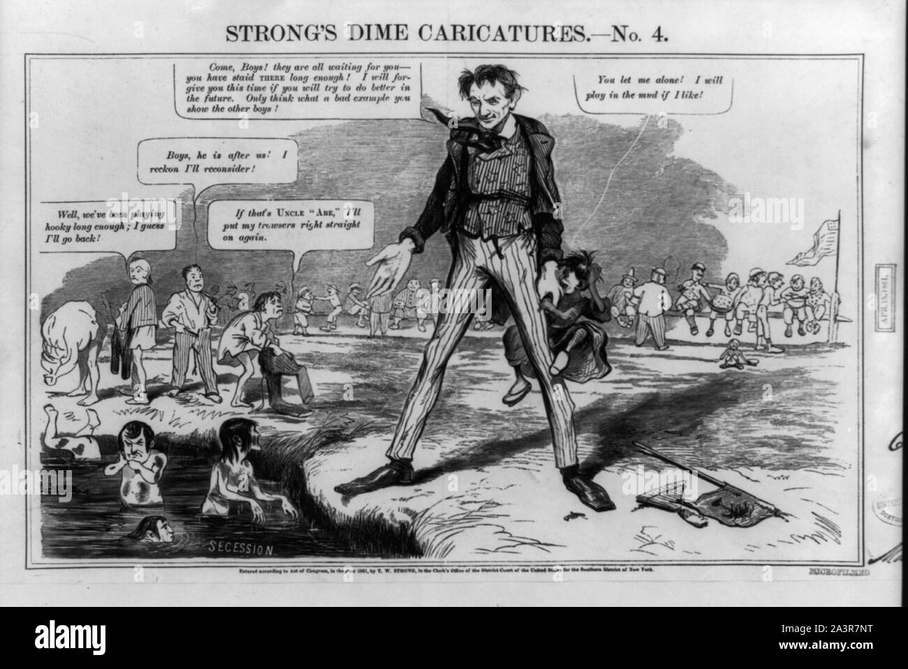 Strong's dime caricatures. N° 4, le maître d'école à l'étranger enfin Banque D'Images