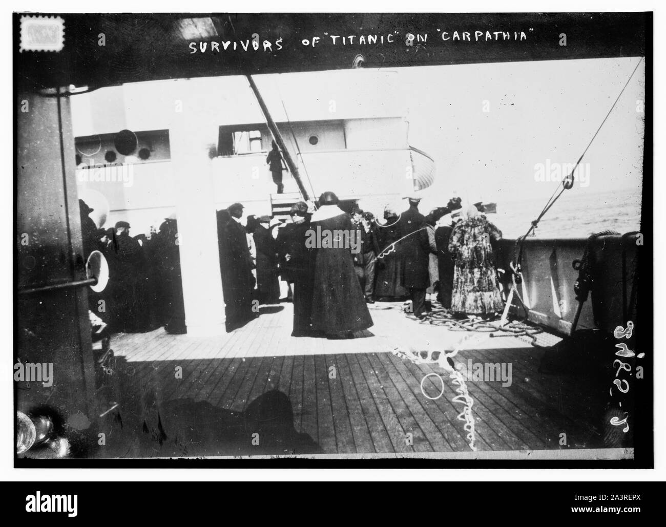 Les survivants du Titanic sur CARPATHIA. Photo relative à la catastrophe de la RMS Titanic, qui a heurté un iceberg en avril 1912 et a coulé, tuant plus de 1 500 personnes. Banque D'Images