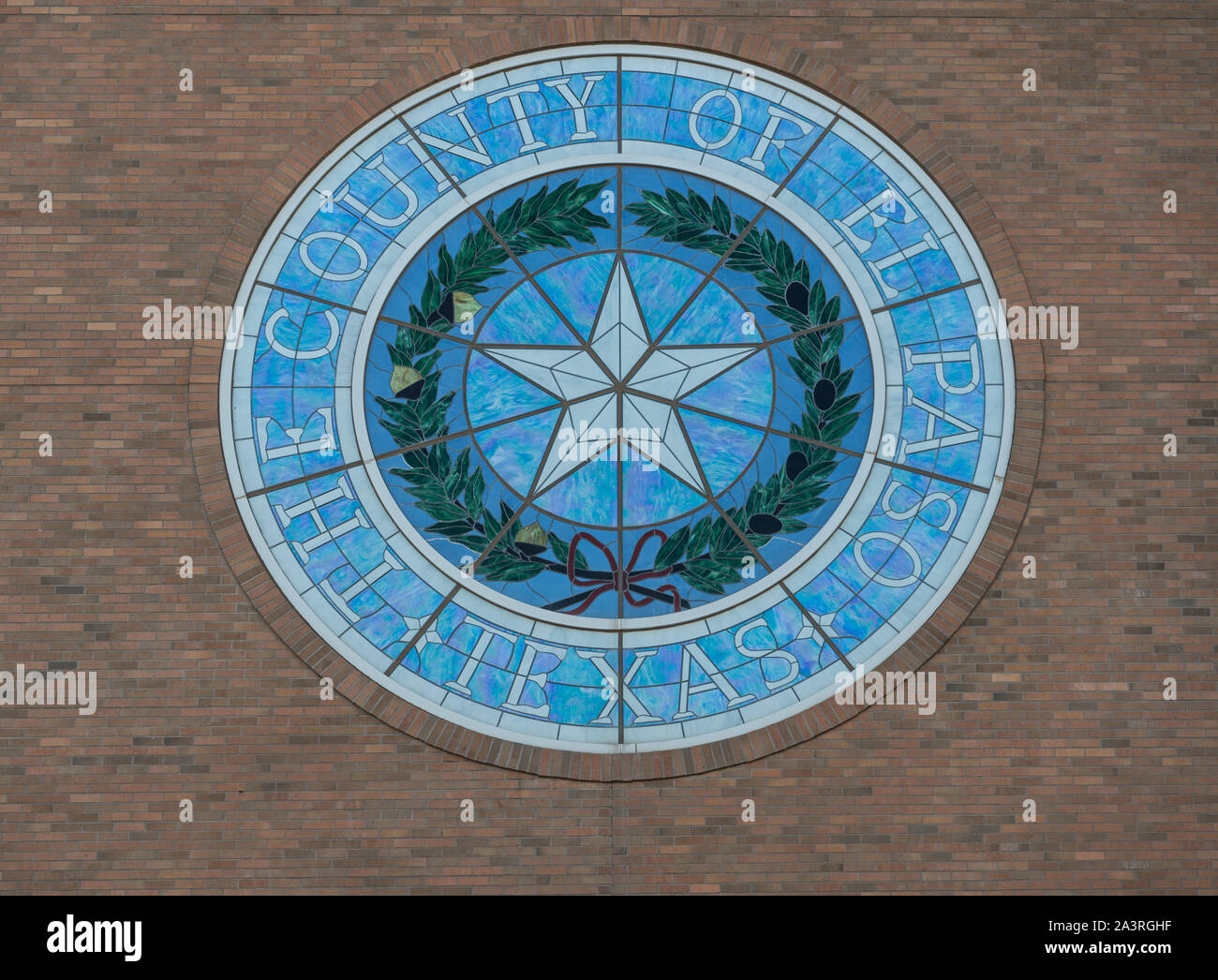 Symbole du comté d'El Paso, Texas, sur le bâtiment de comté à El Paso, Texas Banque D'Images