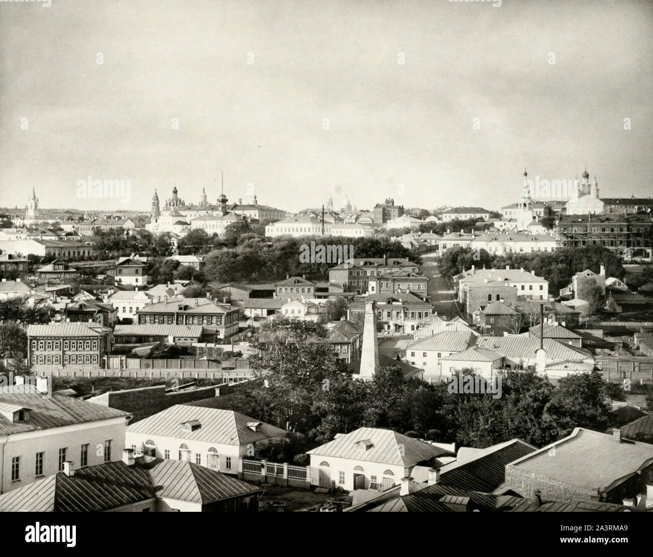 Vue de Moscou de l'Yauza River de l'église de Siméon le stylite. Moscou 1884 Banque D'Images