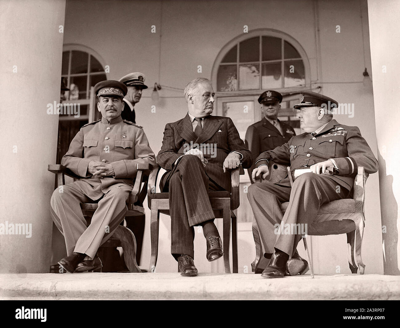 La Conférence de Téhéran (nom de Eureka) a été une réunion de stratégie de Joseph Staline, Franklin D. Roosevelt et Winston Churchill, du 28 novembre au 1 D Banque D'Images